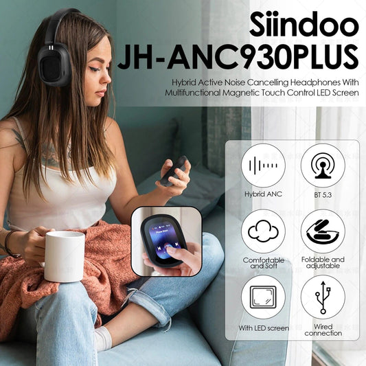 Smartwelle JH-ANC930Plus – Kabellose Kopfhörer mit Hybrid-Active-Noise-Cancelling, Echtzeitübersetzung und mehr